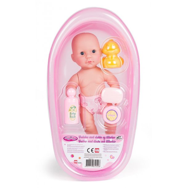 Utålelig Skadelig ordlyd Baby Love Badekar med dukke og tilbehør. 25 cm. - Dukketilbehør - Klovnen  Tulle's legetøj